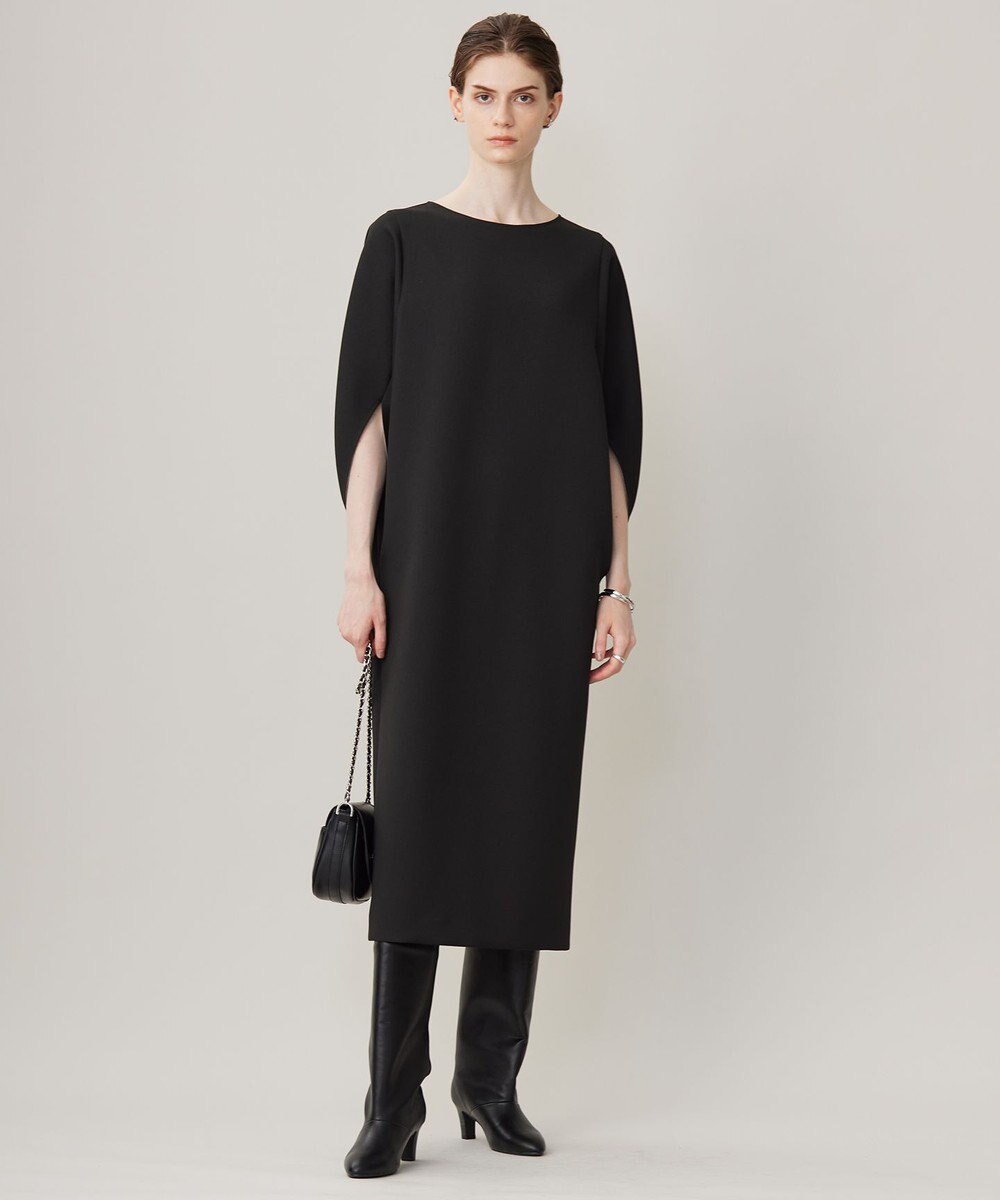 ICB L 【洗える】 ダブルフェイスクレープ ドルマンスリーブワンピース 