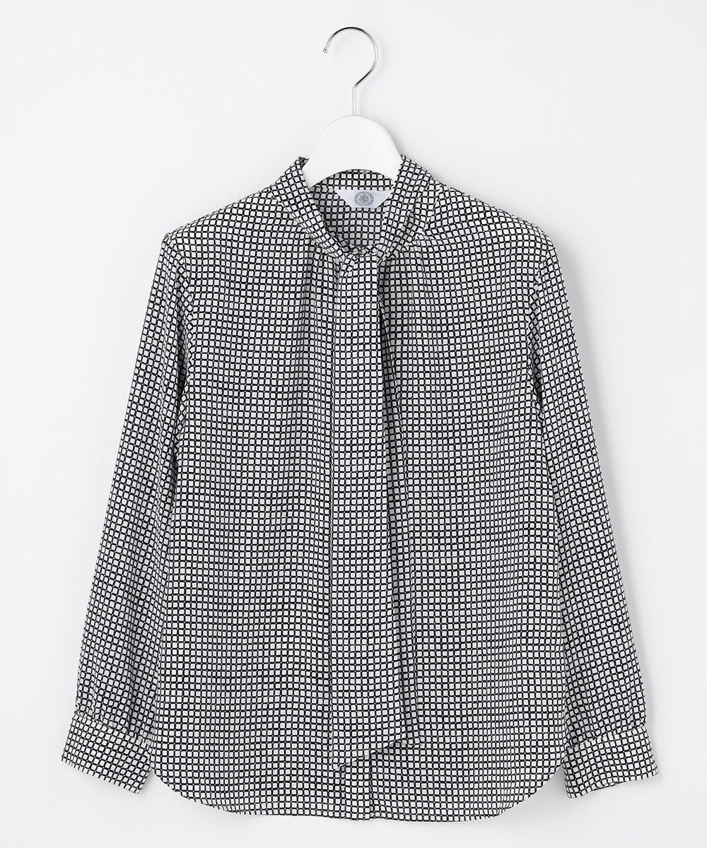 J.PRESS LADIES L ジーナ梨地 幾何プリント ブラウス 