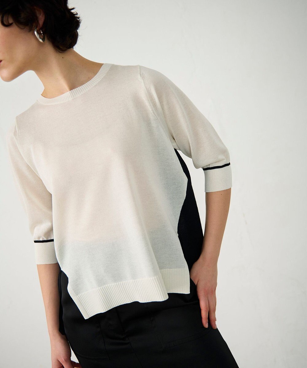 GRACE CONTINENTAL バイカラークルーニットトップ 