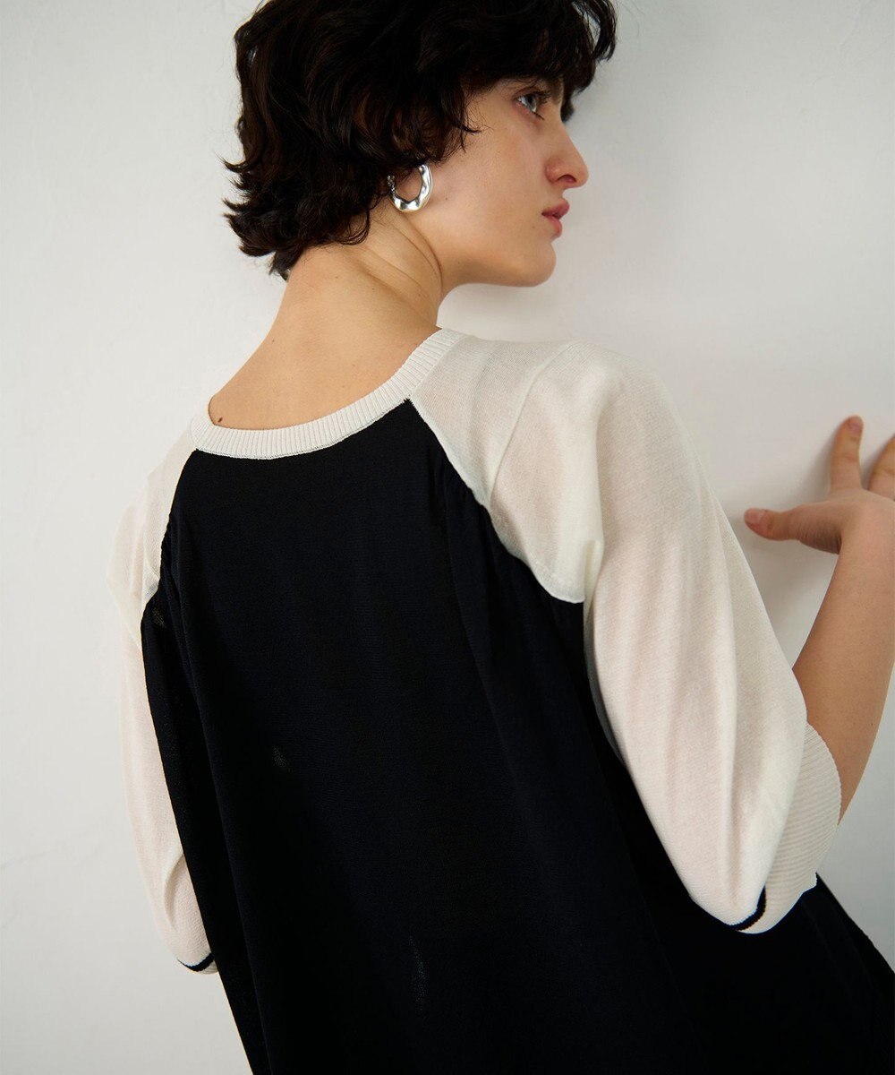 GRACE CONTINENTAL バイカラークルーニットトップ 