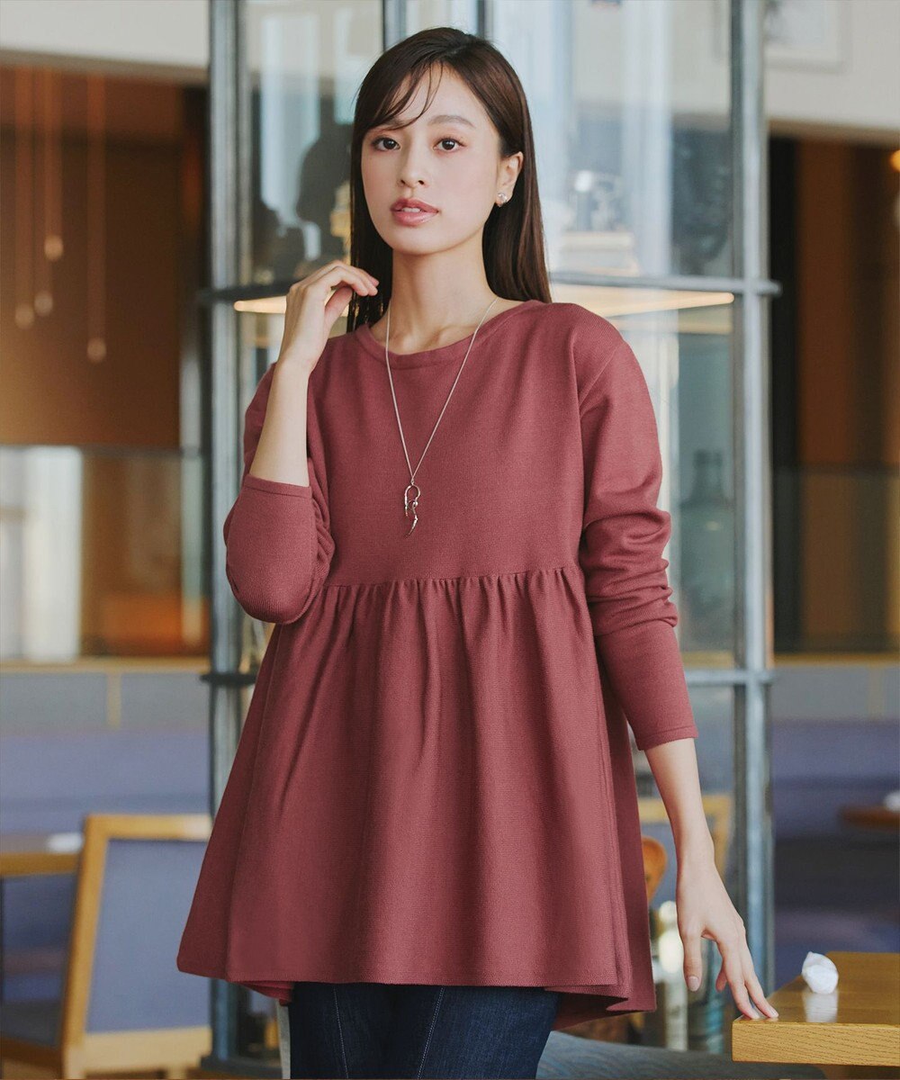 Tiaclasse 【洗える】ギャザーフレアニットチュニック 