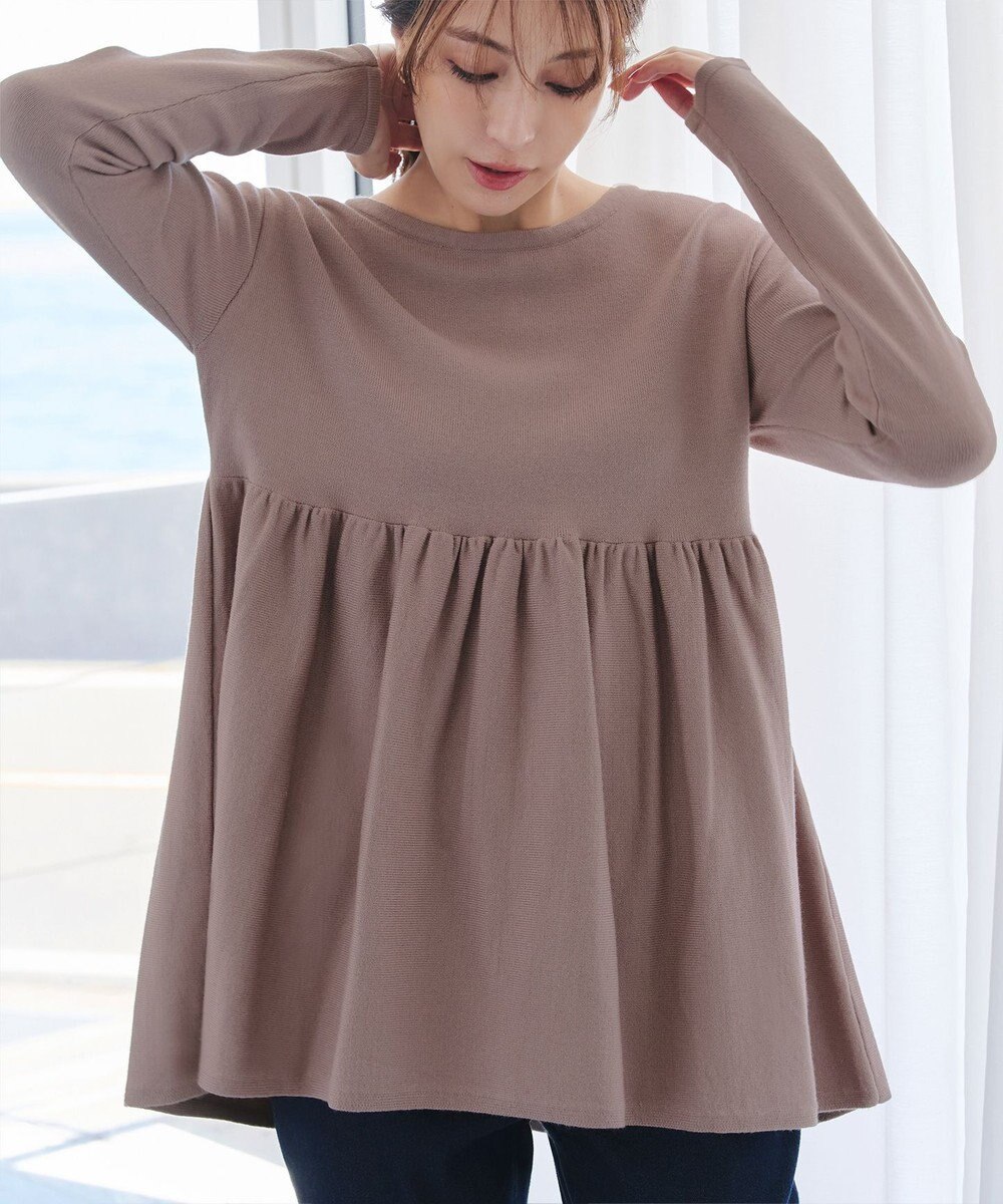 Tiaclasse 【洗える】ギャザーフレアニットチュニック 