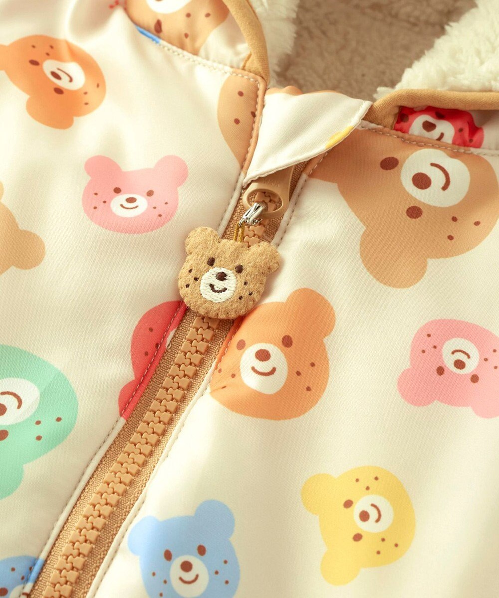 MIKI HOUSE HOT BISCUITS 【70-100cm】 カラフルビーンズ 総柄中綿ジャンプスーツ 