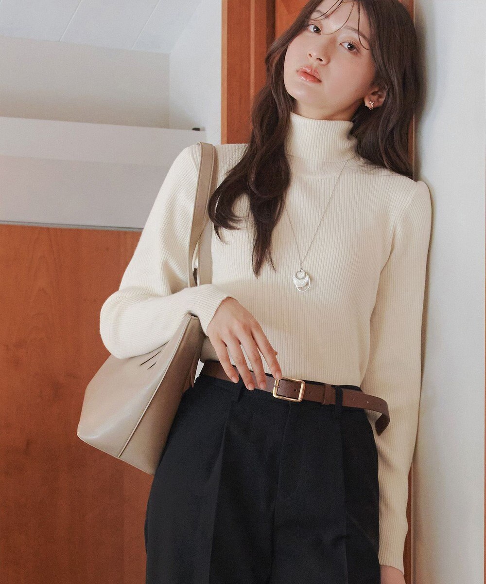 Tiaclasse L 【新色追加・洗える】リブタートルニット 