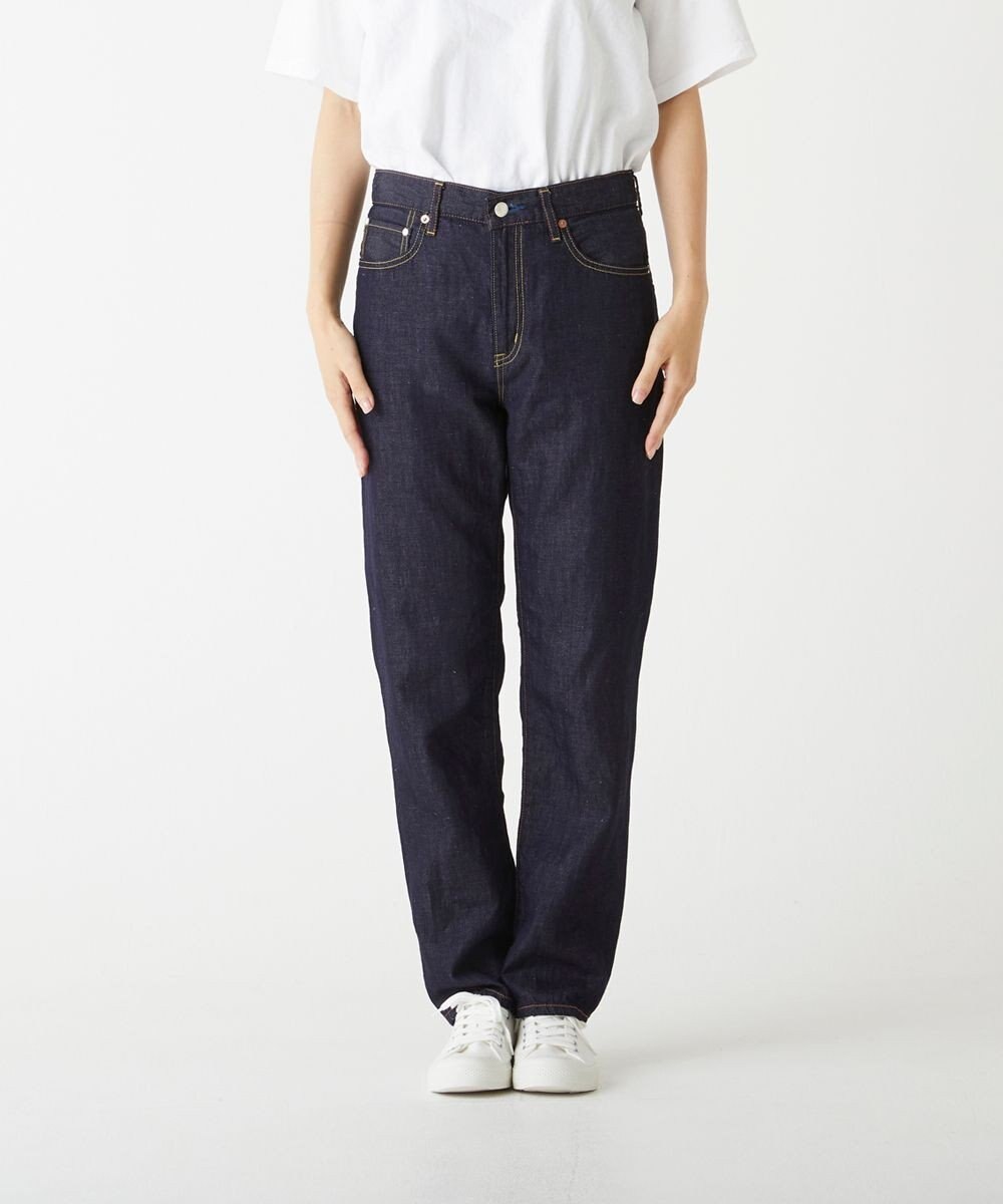 caqu FS linen tapered straight リネンテーパードストレートデニム 