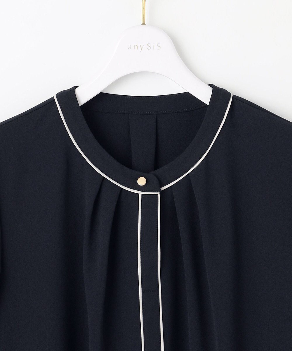 ANY SIS S 【洗える】フロントタックバイカラー ブラウス 