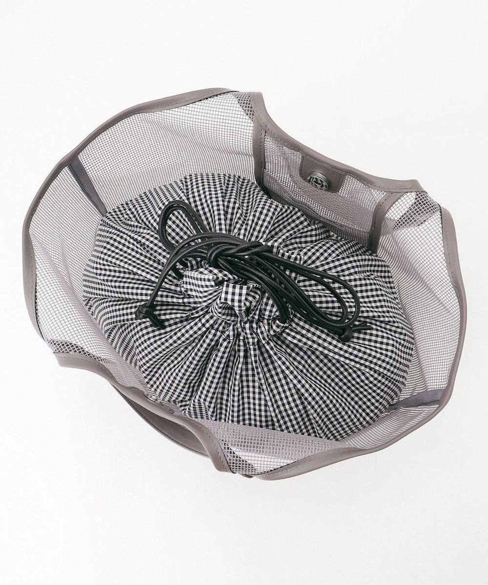 ANY ギンガムチェック巾着付メッシュトートバッグ 