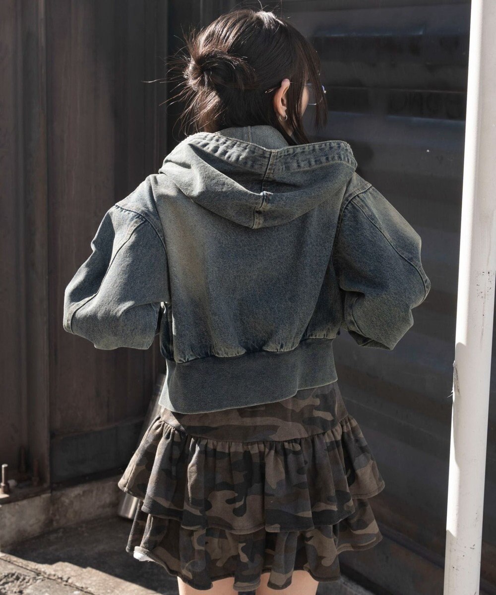 WEGO デニムショートフードブルゾン 