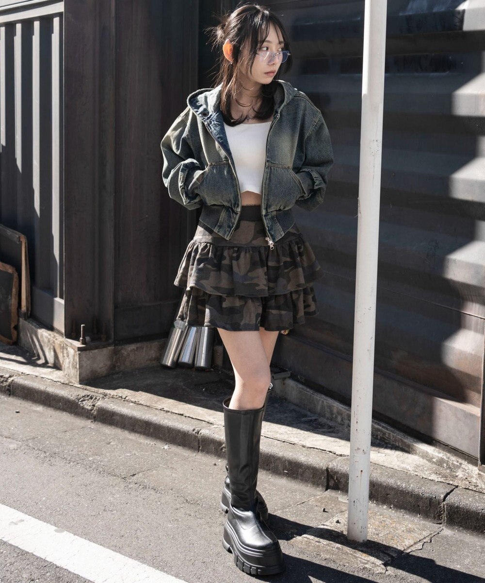 WEGO デニムショートフードブルゾン 