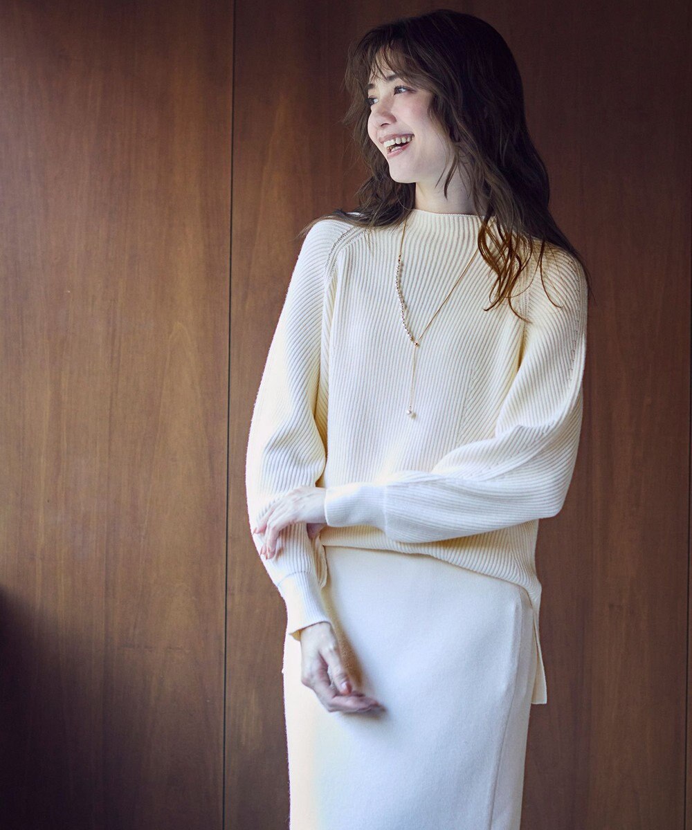 ANY SIS 【洗える・セットアップ可】アンチピリング変形畔 ボトルネック ニット 