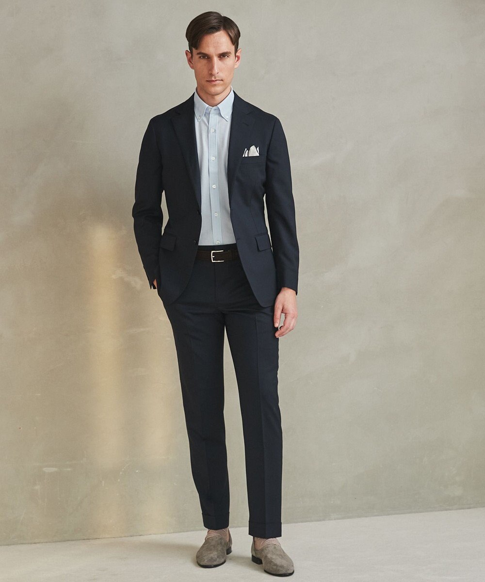 GOTAIRIKU ロングセラー【洗える/折り目加工/シワになりにくい/ウエストアジャスター】ウォッシャブル サマーウール100％パンツ_定番色(ノータック)25年モデル 