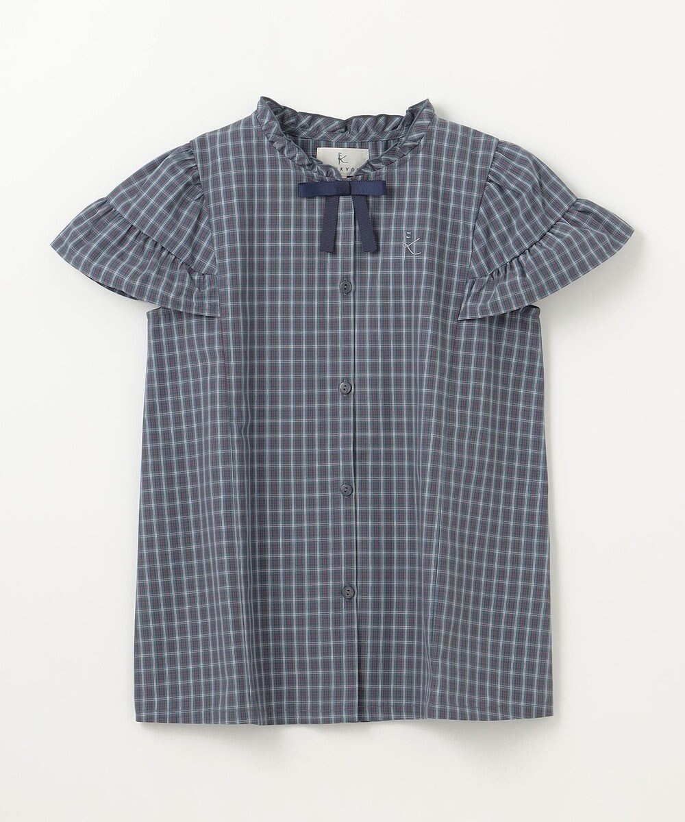 組曲 KIDS 【150-160㎝】チェックラッフル ブラウス 