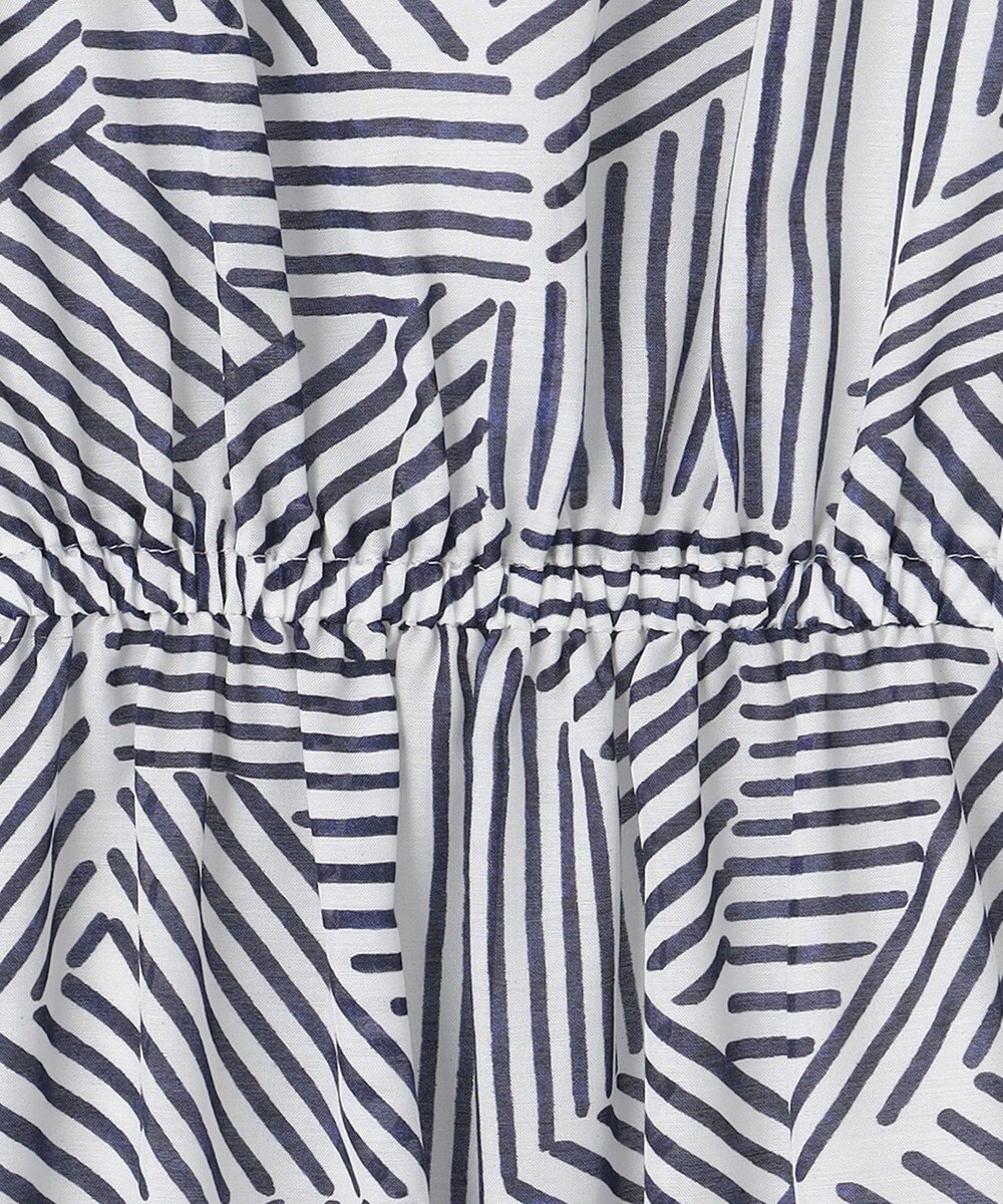 自由区 【洗える・XSサイズあり】モザイクラインプリント ワンピース 