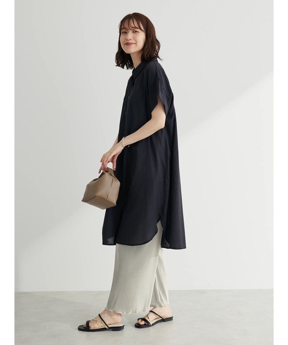 Green Parks ミディ丈半袖シャツワンピース 