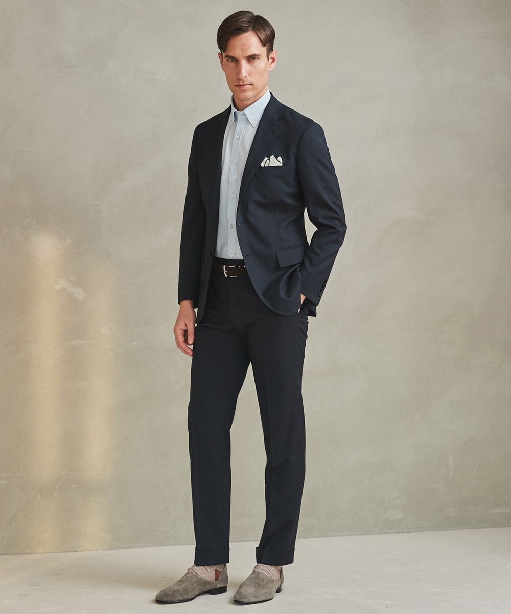 GOTAIRIKU ロングセラー【洗える/折り目加工/シワになりにくい/ウエストアジャスター】ウォッシャブル サマーウール100％パンツ_定番色(ノータック)25年モデル 