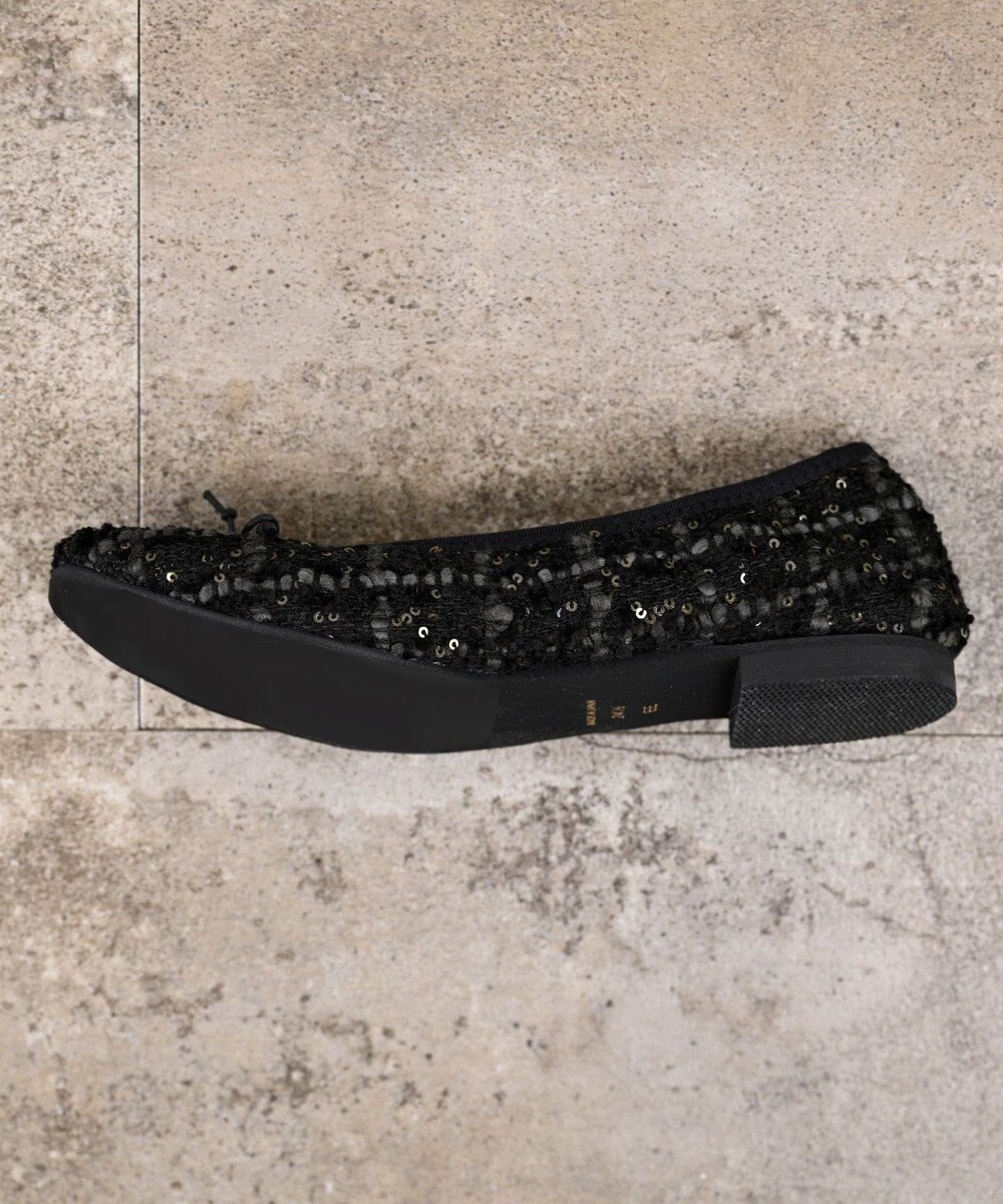 nouvelleRobe Oū 【高反発】Square スクエアトゥ グリッターバレエパンプス 