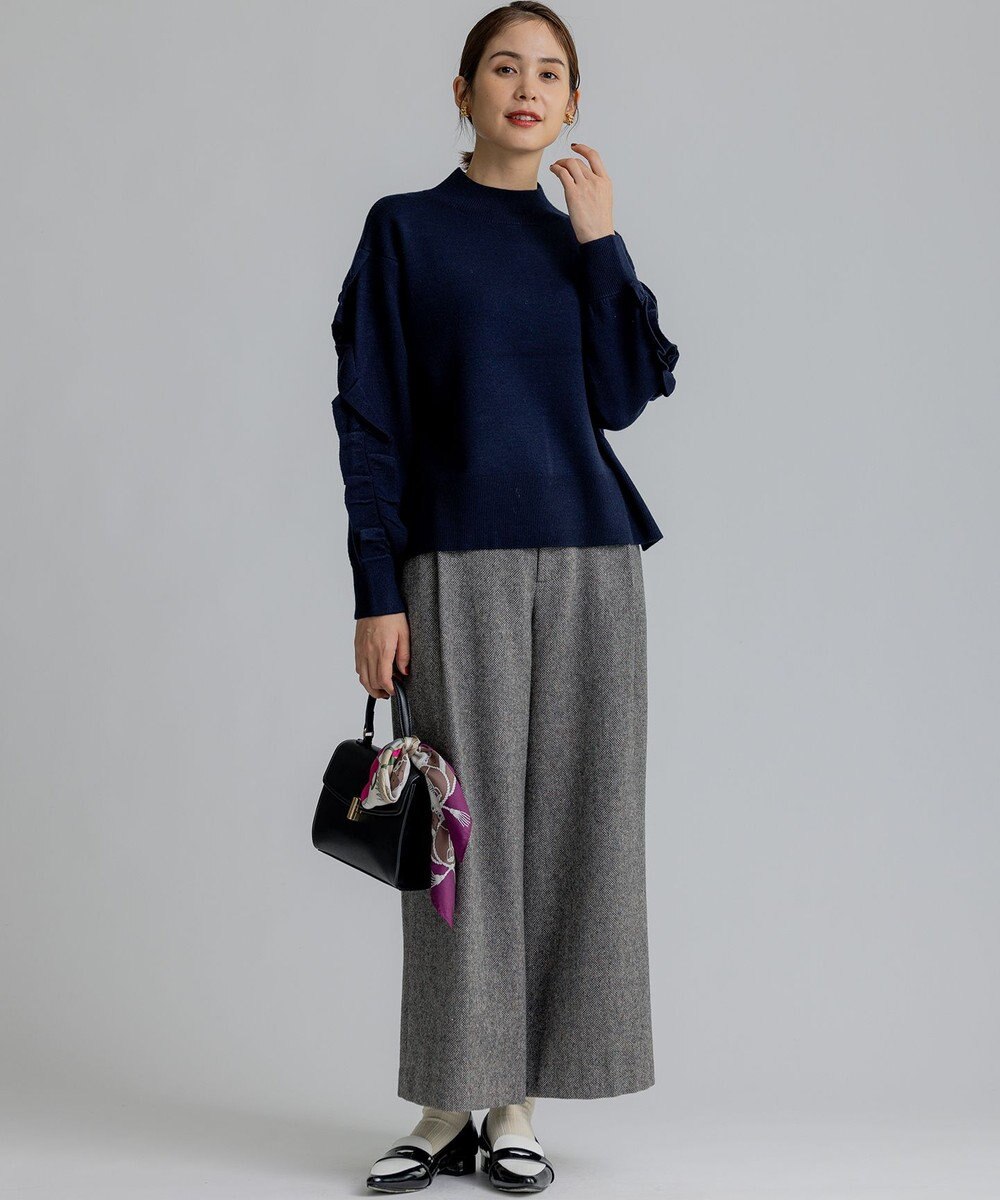 組曲 【WEB限定】袖フリル付きニットプルオーバー 