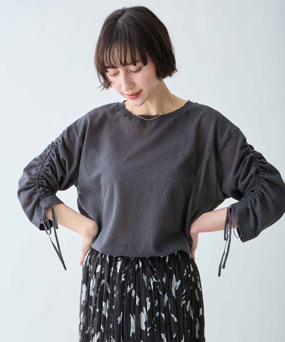 ANY L シアーシャーリングスリーブニット 