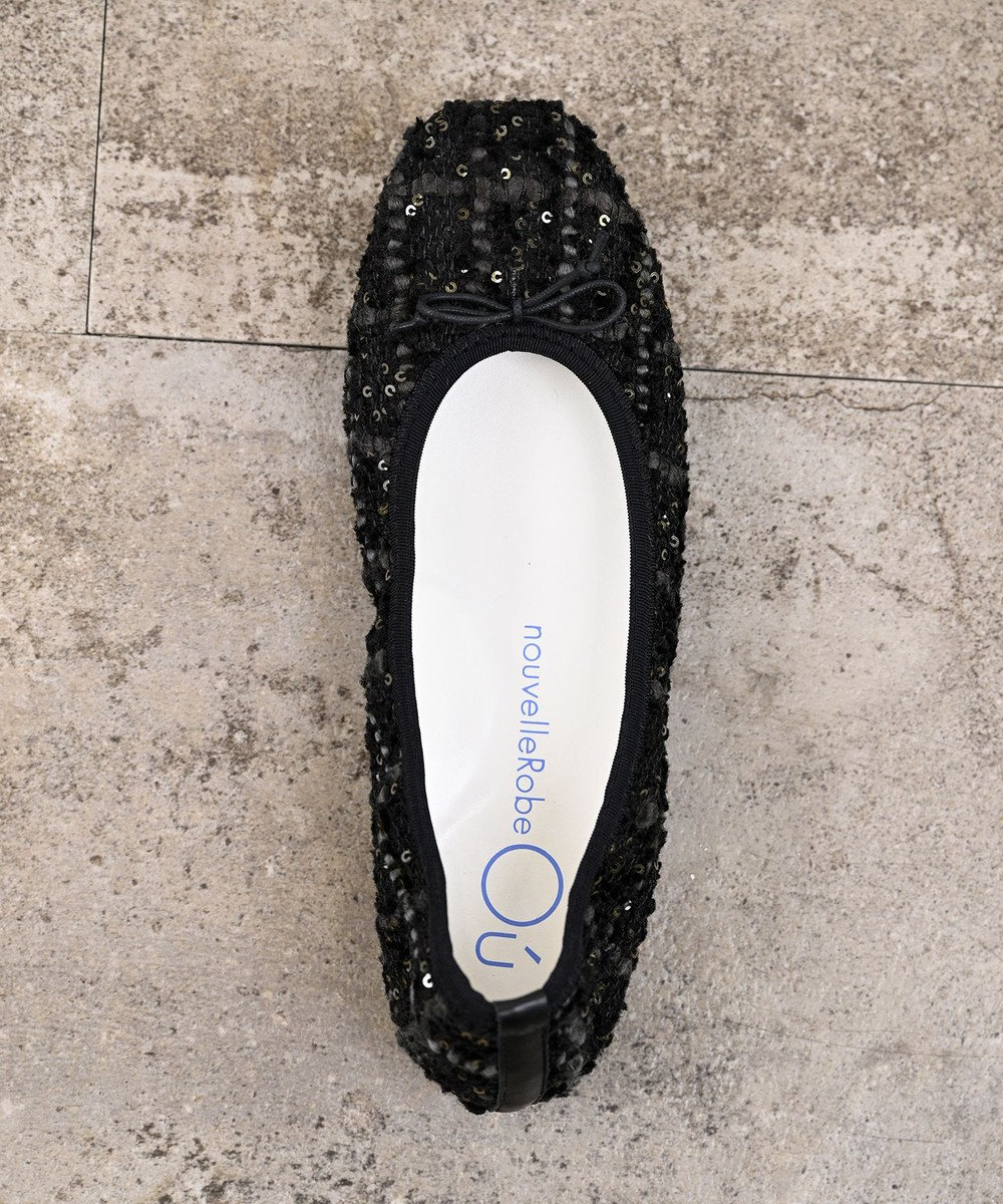 nouvelleRobe Oū 【高反発】Square スクエアトゥ グリッターバレエパンプス 