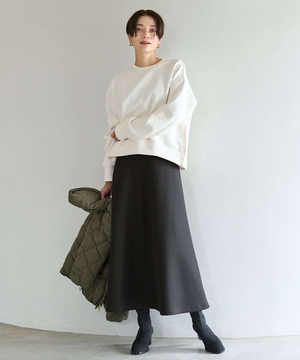 UNFILO L 【WEB限定】BEAUTY FORM JERSEY サイドZIP クロップドプルオーバー 