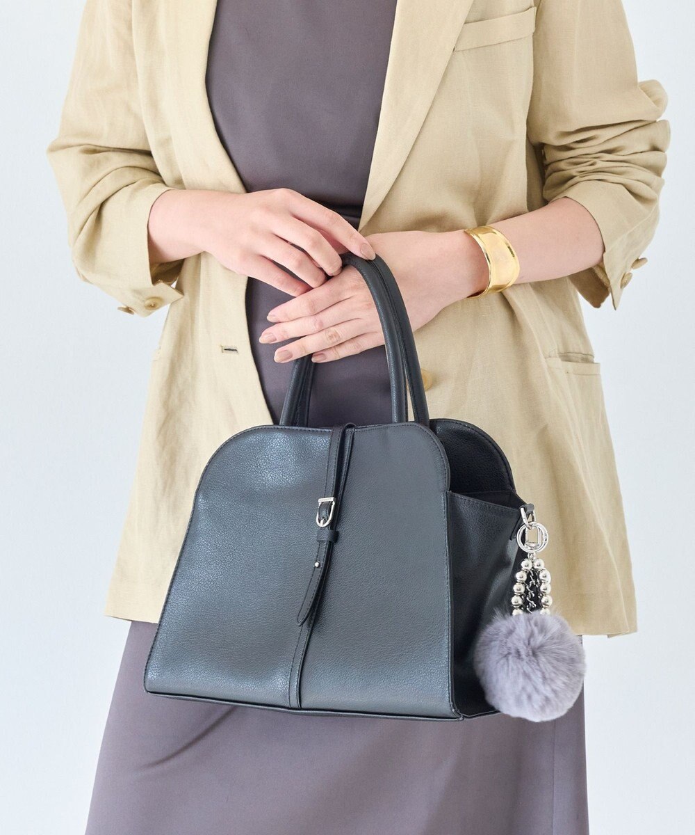 Phoebe メタルボールファーバッグチャーム　グレー 