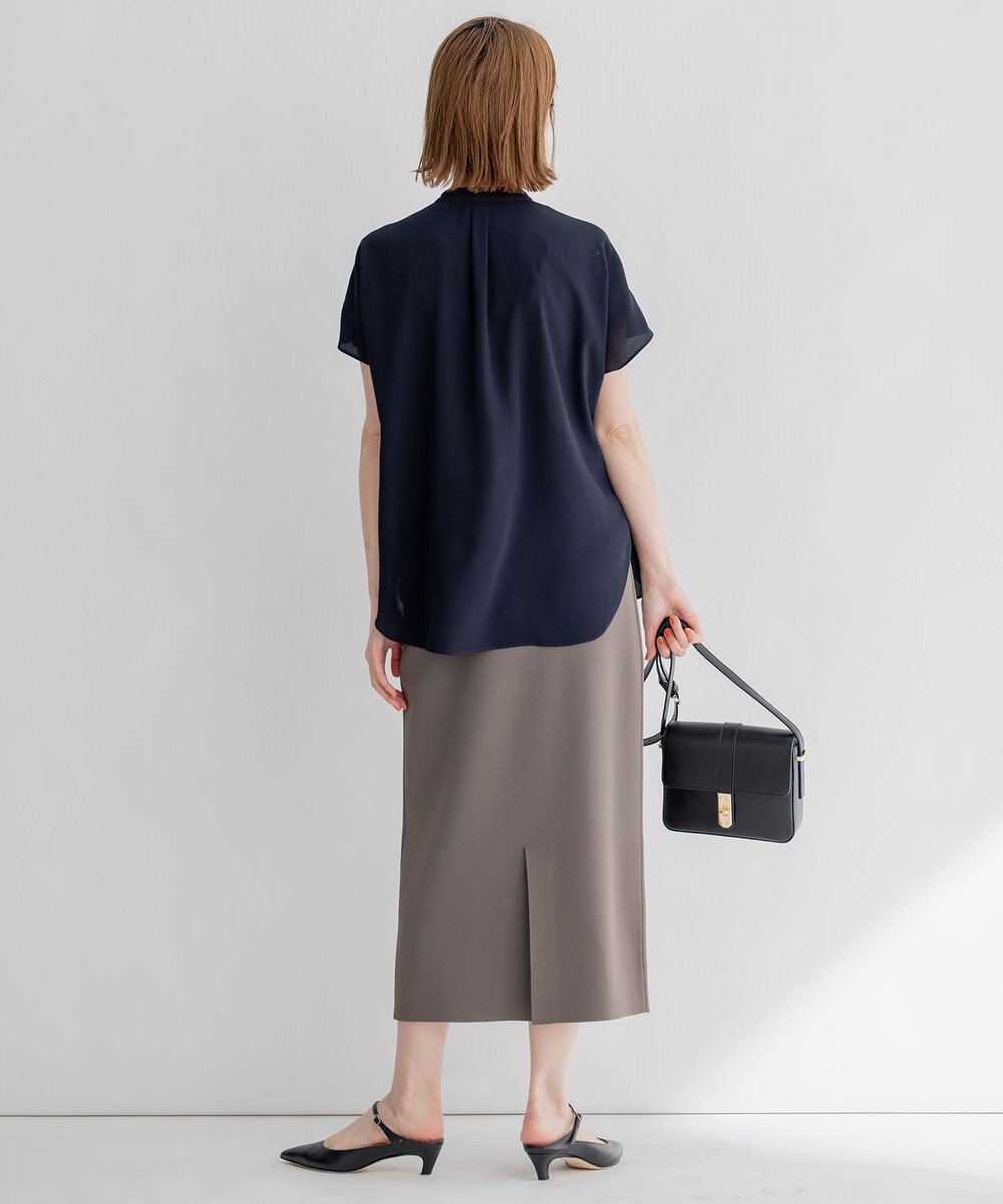 23区 【洗える】バックサテンアムンゼン パールボタン ブラウス 