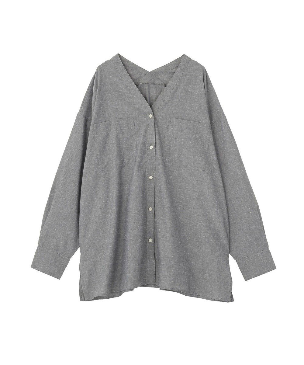 Green Parks 綿麻混Ｖネックオーバーサイズシャツ 
