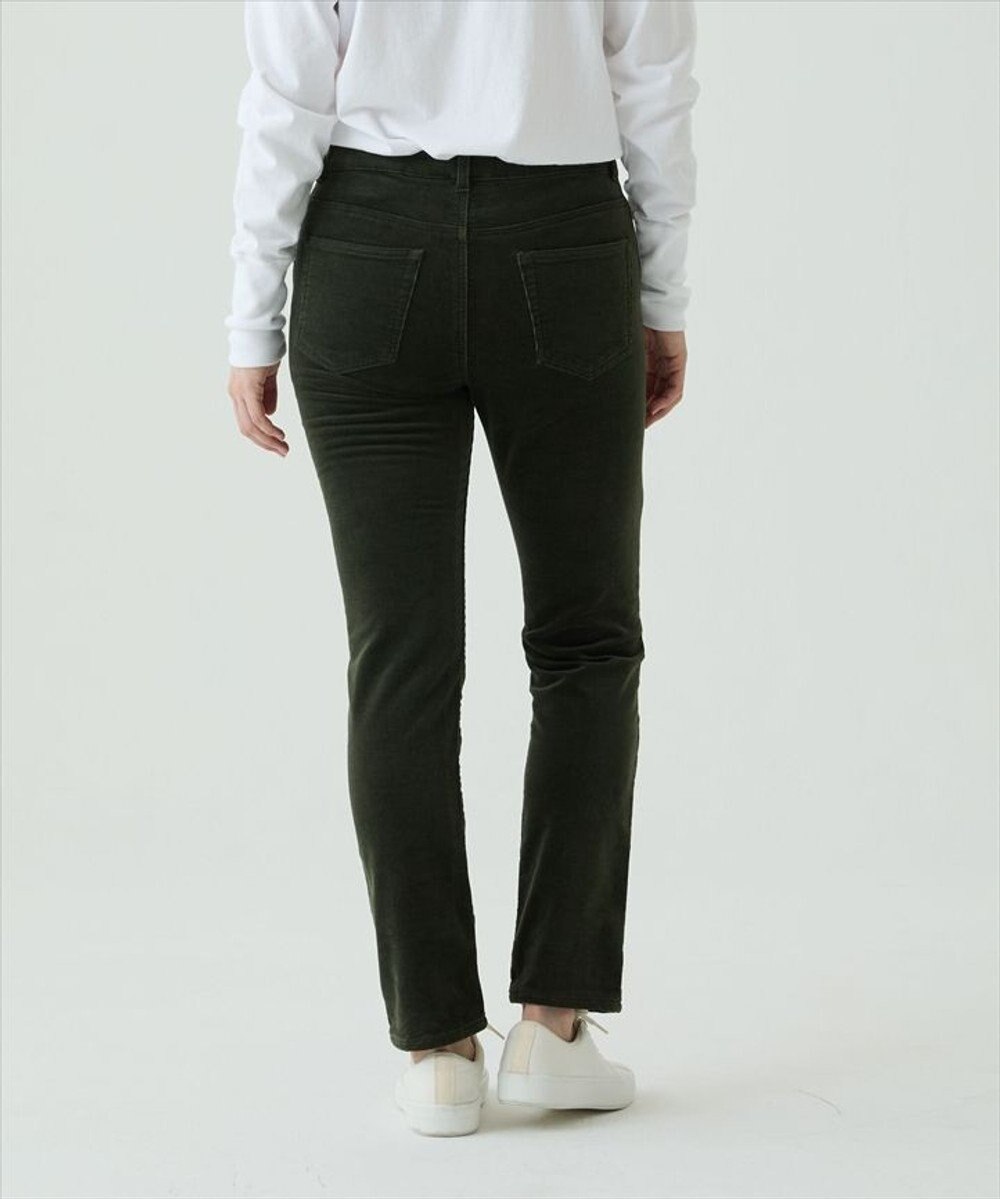 caqu スリムストレート 裏起毛コーデュロイパンツ 