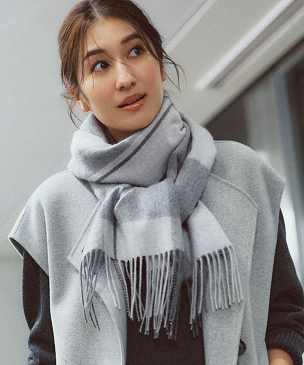 カシミヤ100%チェック23区マフラー