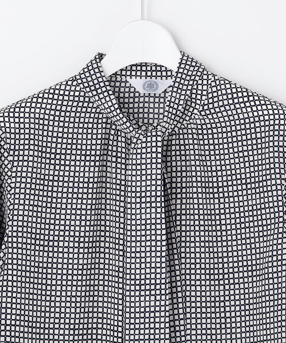 J.PRESS LADIES L ジーナ梨地 幾何プリント ブラウス 