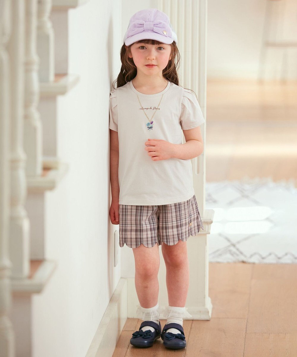 ANY KIDS 裾 スカラップ チェック パンツ 