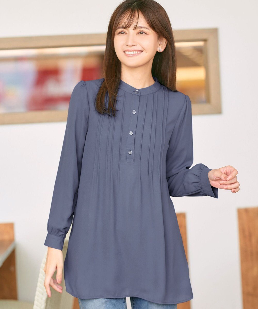 Tiaclasse 【スマート裏起毛・新色追加】 ピンタックシャツチュニック 