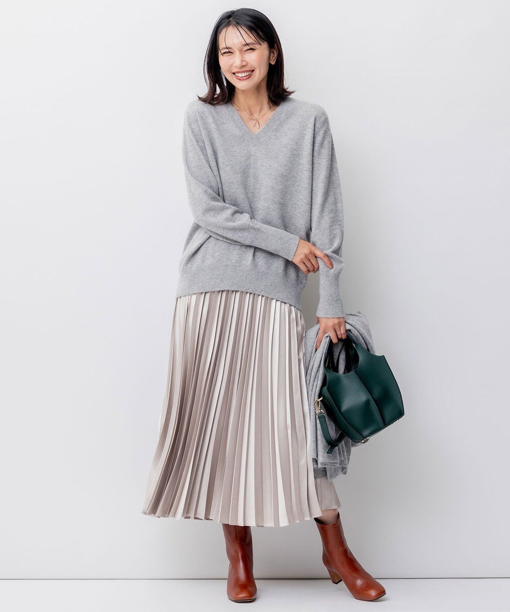 23区 【洗える】レザーライク プリーツスカート 