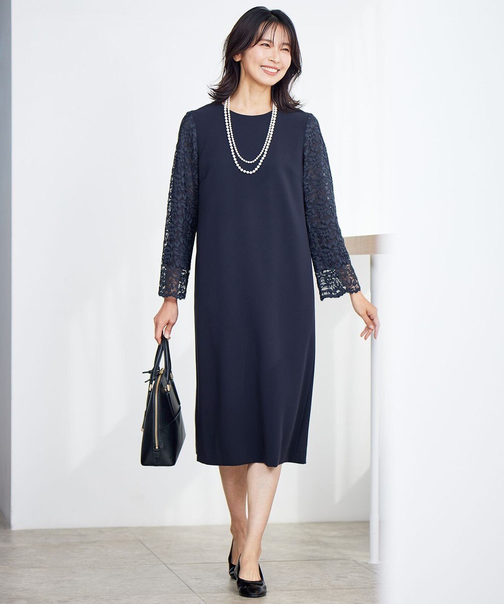 23区 【洗える】トリアセダブルジョーゼット ワンピース 