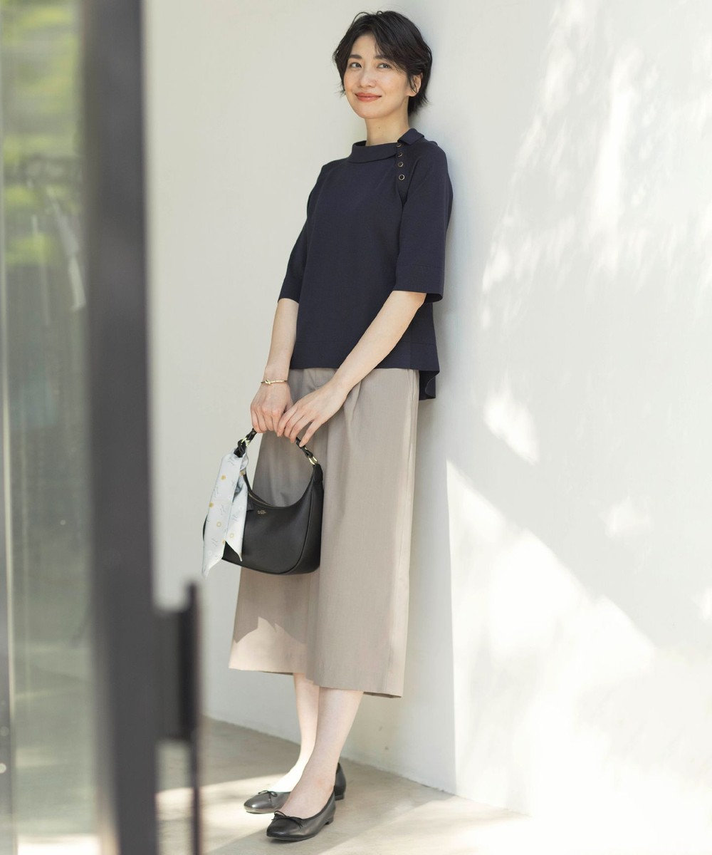 J.PRESS LADIES L 【洗える】COTTON POLYESTER 襟付き ニット 