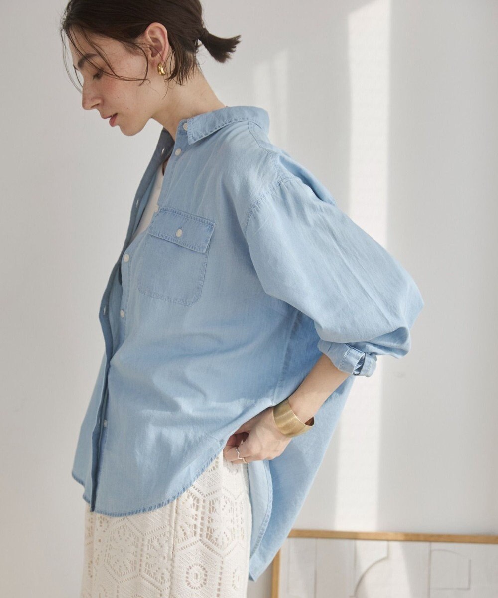 WEGO 【ANGIE VINTAGE】シアーデニムレギュラーカラーシャツ 