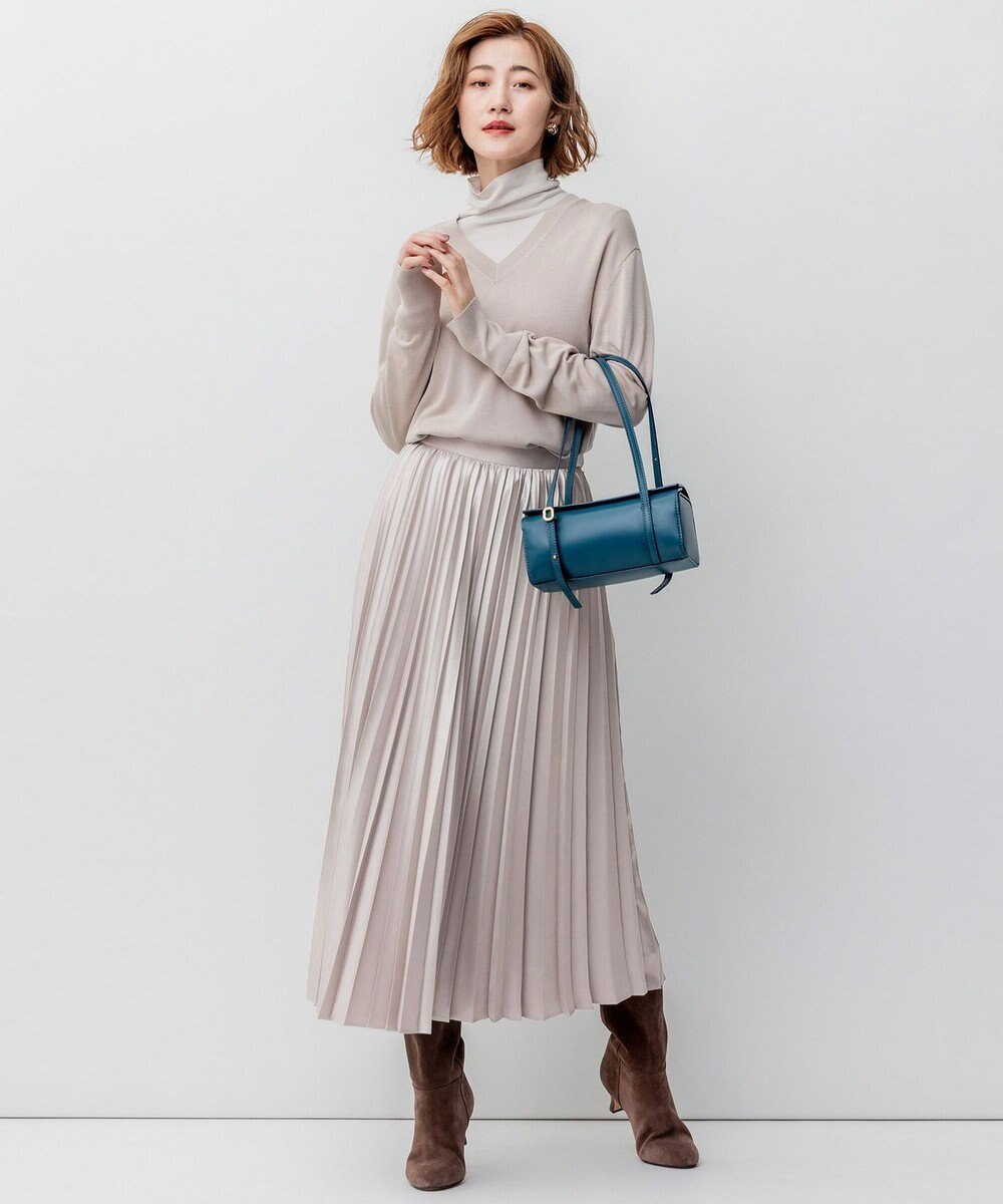 23区 【洗える】レザーライク プリーツスカート 