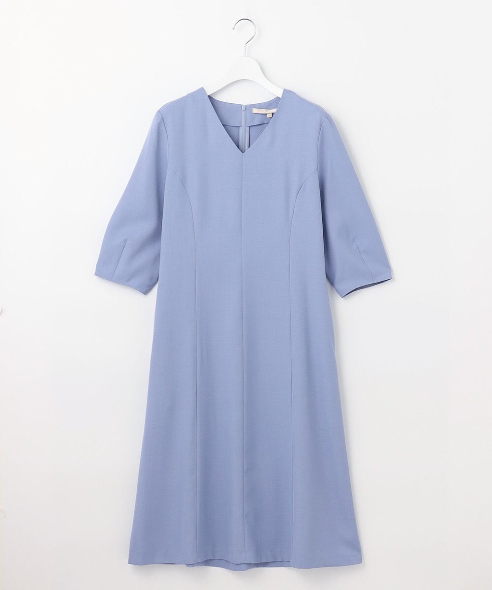 自由区 【接触冷感・速乾・UVケア・撥水・防シワ・XSサイズあり】リネンライクツィルVネック ワンピース 
