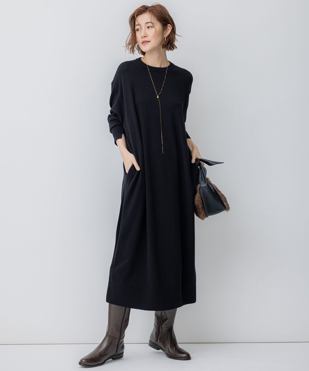 23区 【洗える】ウールカシミヤ ニットワンピース 