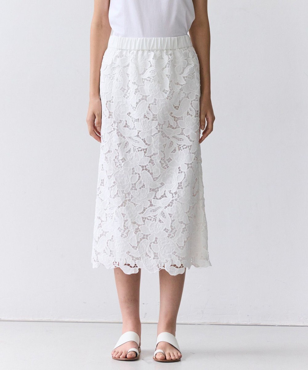 BEIGE， CITRINE / エンブロイダリーレースイージースカート 