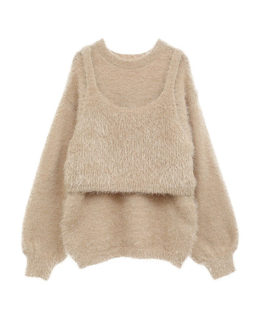 CRAFT STANDARD BOUTIQUE 洗える/ビスチェ付きシャギーニットプルオーバー 