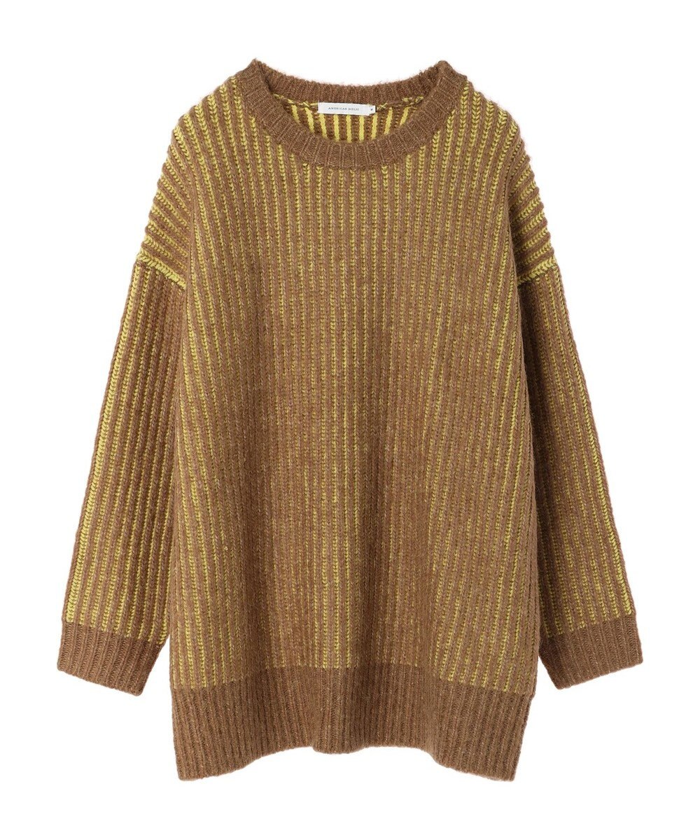 AMERICAN HOLIC バイカラー片畦ニットチュニック 