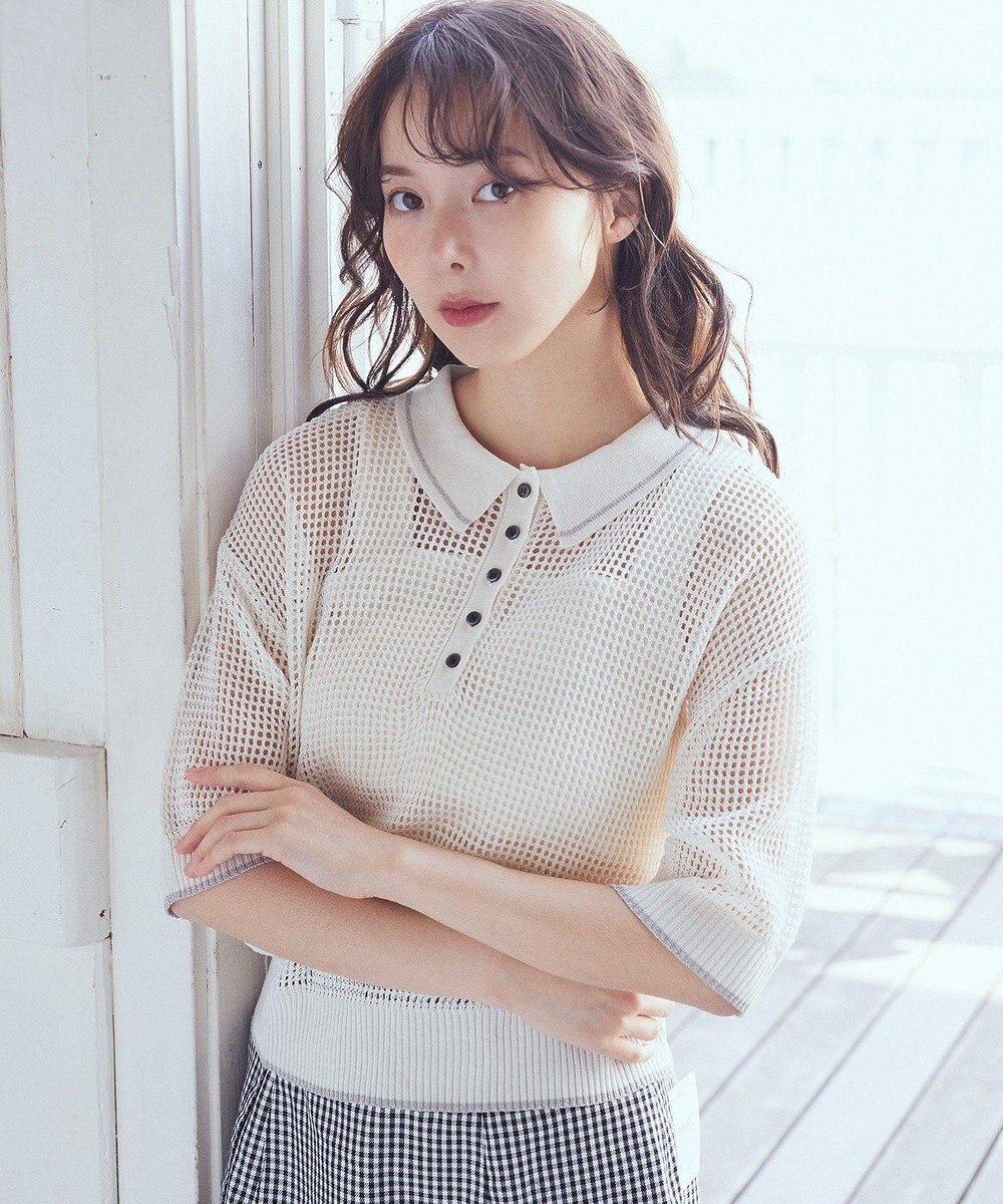 earth music&ecology メッシュポロニットプルオーバー 