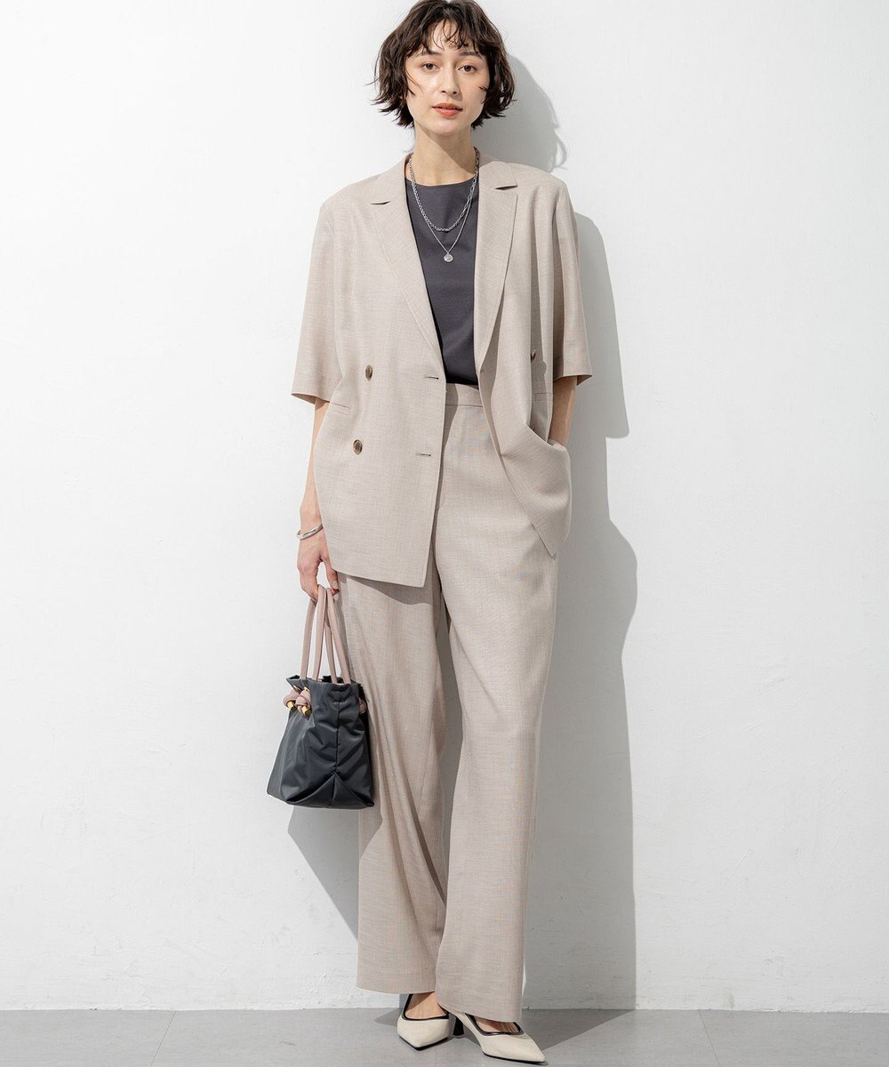 23区 【先行予約】リネンライクグロッシー ワイドパンツ 