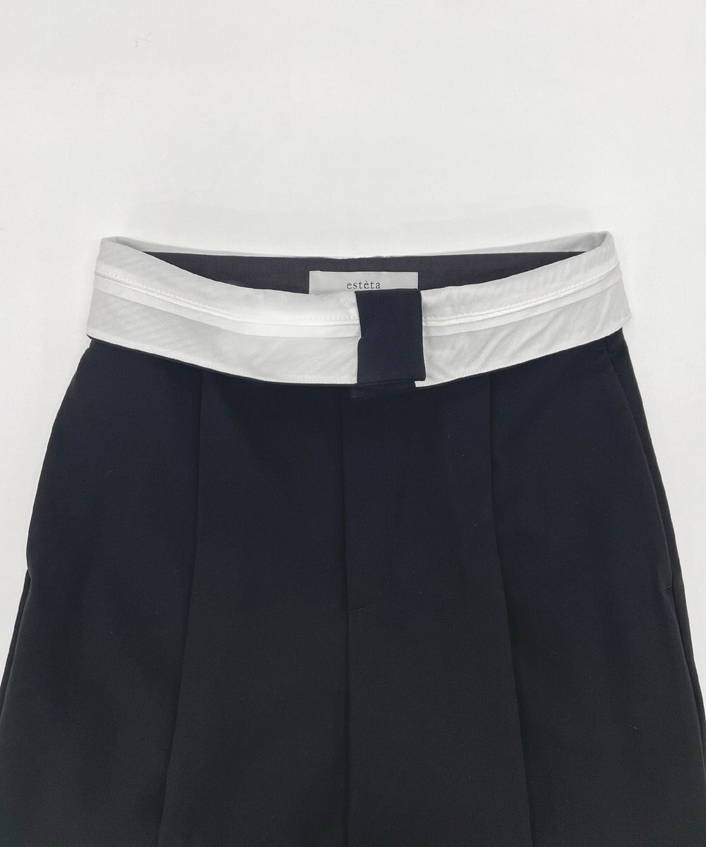 23区 【エステータ】コットンダブルクロス マーベルト ワイドパンツ 