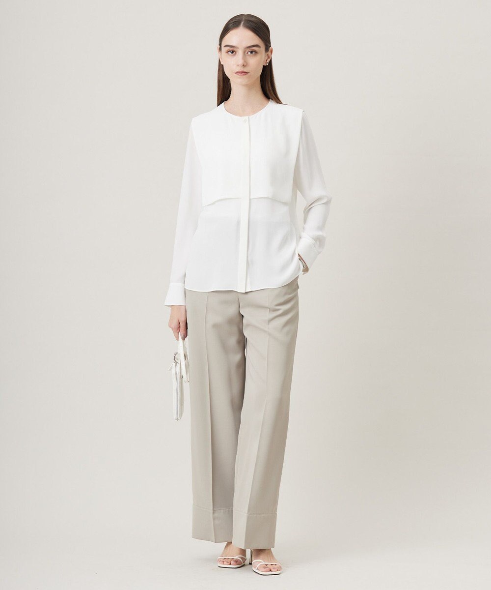 ICB L 【UVケア・速乾・接触冷感・洗える】BackSatinAmunzen デザインブラウス 