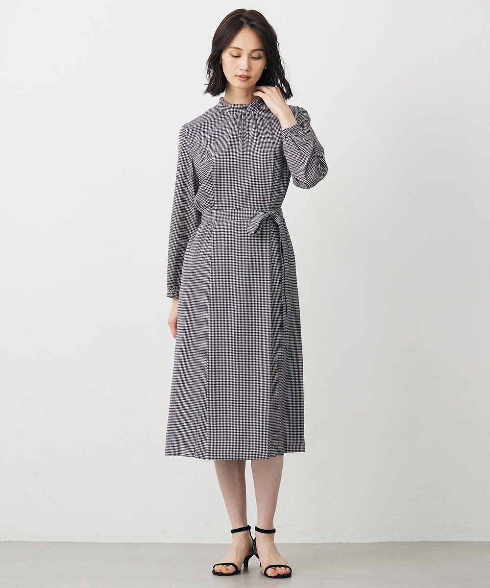 J.PRESS LADIES L デシンハウンドトゥースプリント ワンピース 