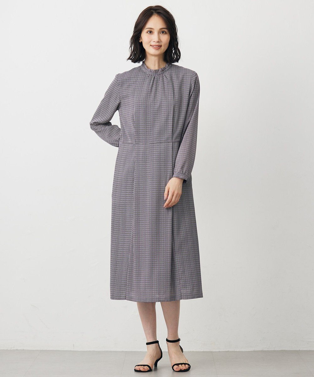 J.PRESS LADIES L デシンハウンドトゥースプリント ワンピース 