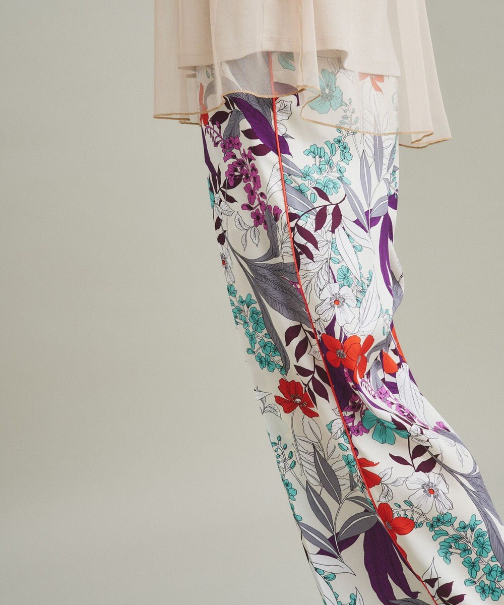 GRACE CONTINENTAL ボタニカルプリントワイドパンツ 