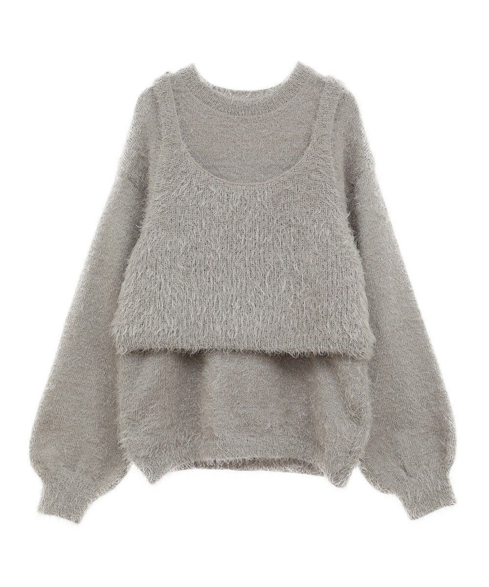 CRAFT STANDARD BOUTIQUE 洗える/ビスチェ付きシャギーニットプルオーバー 